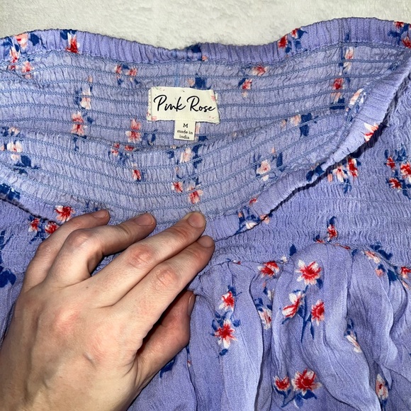Pink Rose Lavender Floral Blouse - Picture 1 of 2